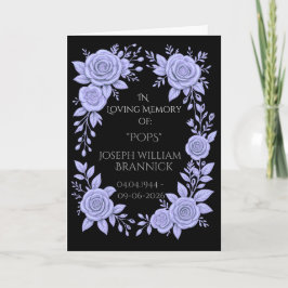 FLORAL BLUE. IN LOVING MEMORY KEEPSAKE, CARD KORT