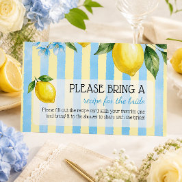 Floral Blue Main Squeeze Bröllopsdusch Recept Tilläggskort