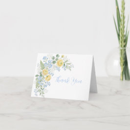 Floral Blue Yellow Baby Shower Thank You Card Tack Kort