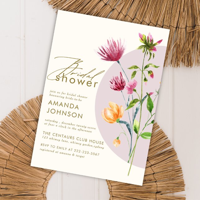 Floral Blush Bohemian Elegant Bridal Shower Inbjudningar (Skapare uppladdad)