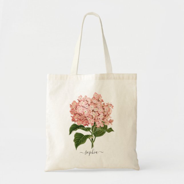 Floral Blush Hydrangea Botanisk Personlig Tygkasse (Framsidan)