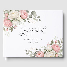 Floral Blush Pink Greenery Wedding Guestbook Gästböcker