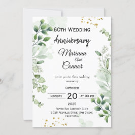 Floral Boho Greenery Wedding Anniversary  Inbjudningar