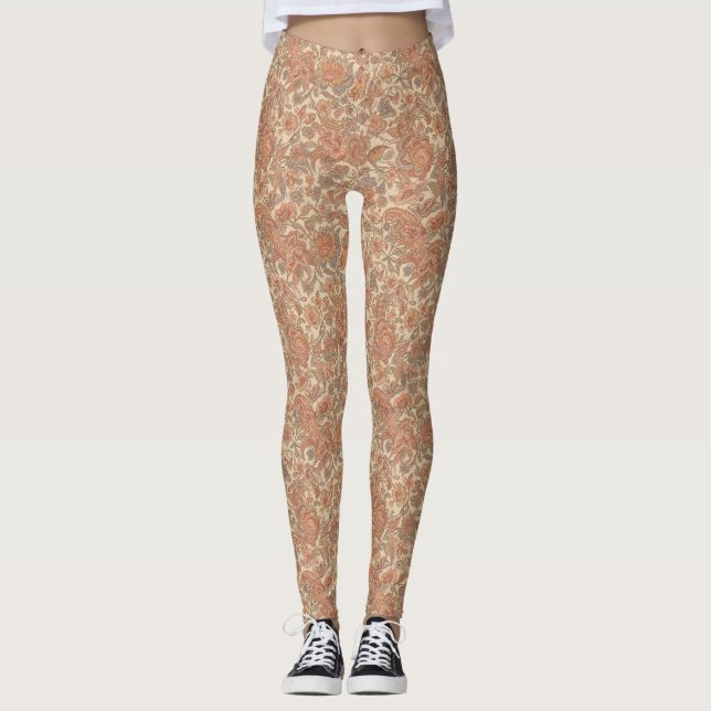 Floral Boho Pattern – Artistic Bohemian Botanical  Leggings (Framsida)