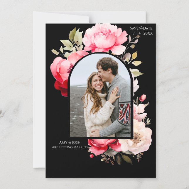 Floral Boho Save the Date  Magnetisk Inbjudningskort (Framsida)