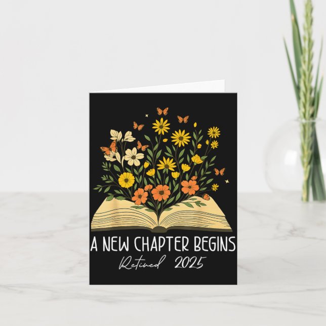 Floral Book A New Chapter Begins Retired Retiremen Kort (Framsida)