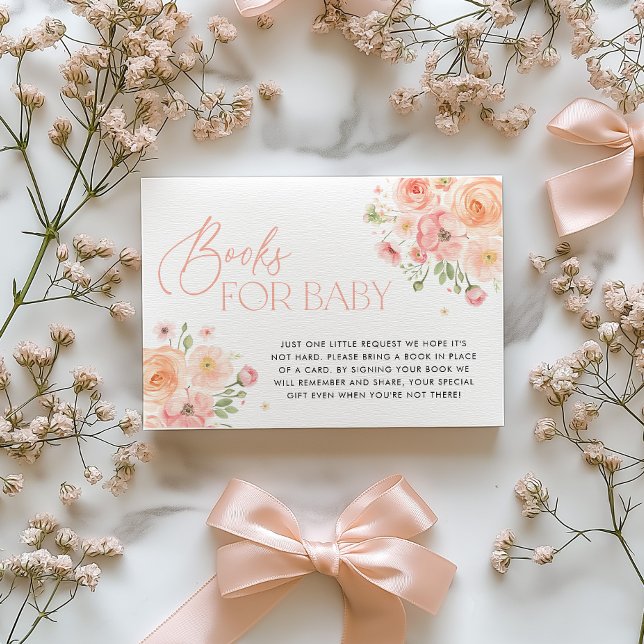 Floral Books for Baby Shower Card Inbjudningar (Floral Books For Baby Enclosure Card | Baby in Bloom Bridal Shower)