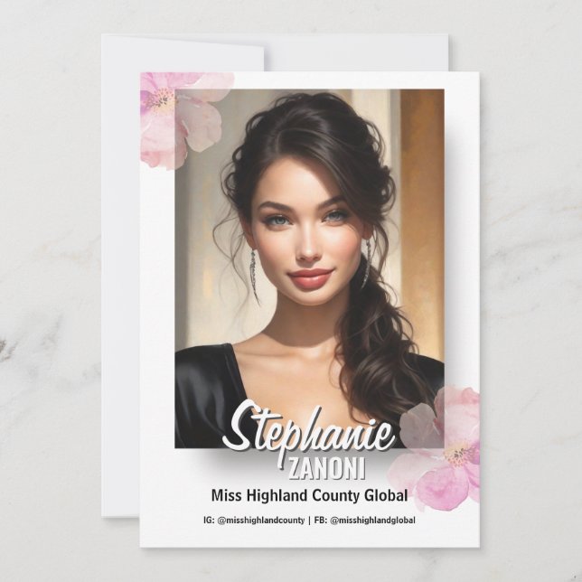 Floral Border Promotional Pageant Prints | QR Code Inbjudningar (Framsida)