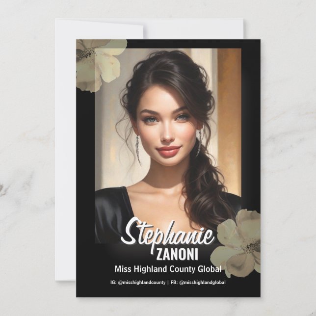 Floral Border Promotional Pageant Prints | QR Code Inbjudningar (Framsida)