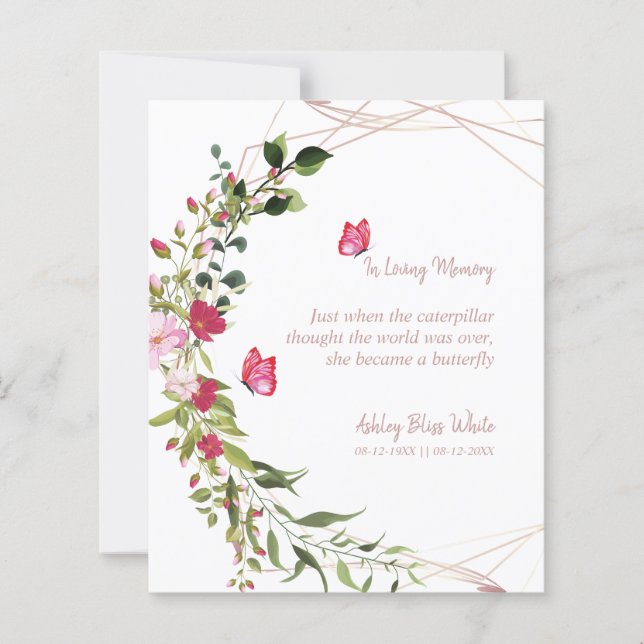 Floral Botanical Butterflies Memorial Dear Ones (Framsida)