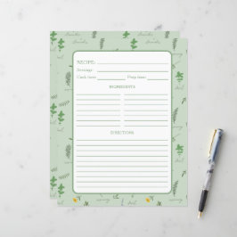 Floral Botanical Recipe Binder Page