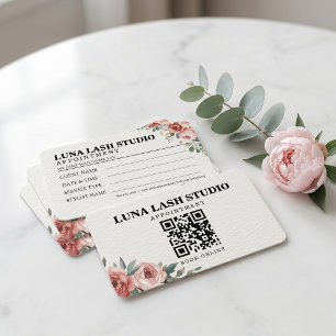 Floral Botanisk Lash Studio QR-kod Tidsbeställning Kort
