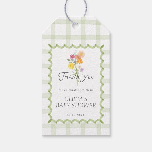 Floral Bouquet Baby Shower Momosa Bar Presentetikett (Framsidan)