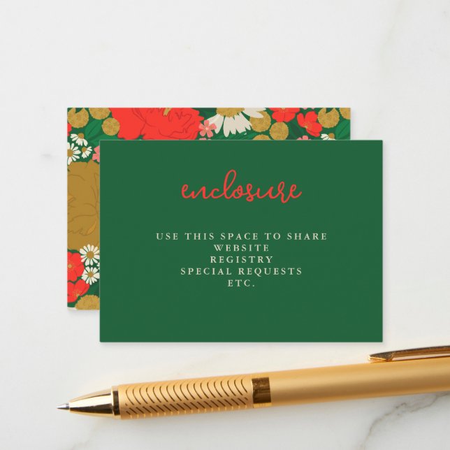 Floral Bouquet Bridal Shower Invitation Insert Tilläggskort (Fram/Back In Situ)