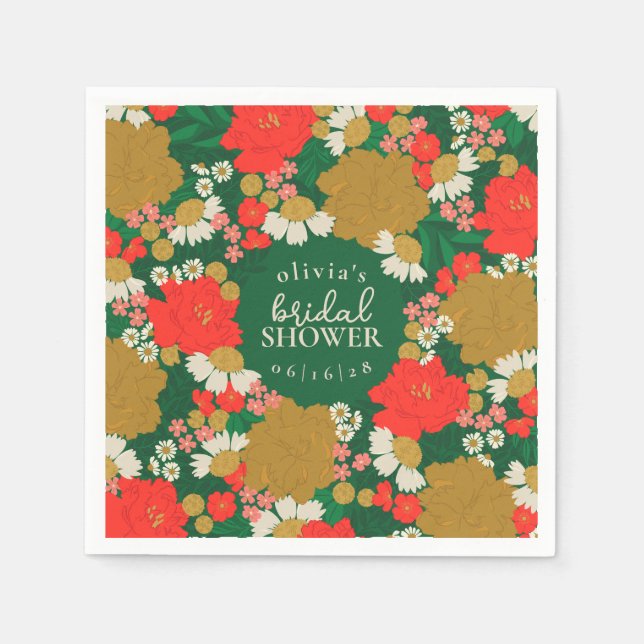 Floral Bouquet Bridal Shower Paper Plates Pappersservett (Framsidan)