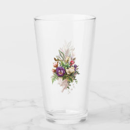 Floral Bouquet Glass Tumbler With Flowers Glaskopp