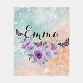 Floral bouquet purple garden fleecefilt