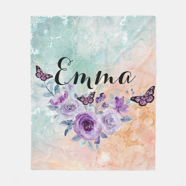 Floral bouquet purple garden fleecefilt (Framsidan)