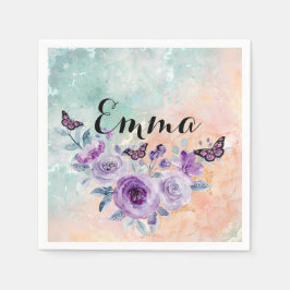 Floral bouquet purple garden pappersservett