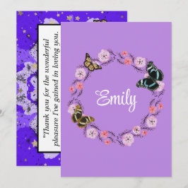 Floral bouquet romantic serenity butterflies inbjudningar