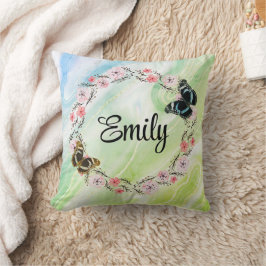 Floral bouquet romantic serenity butterflies kudde