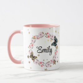 Floral bouquet romantic serenity butterflies mugg