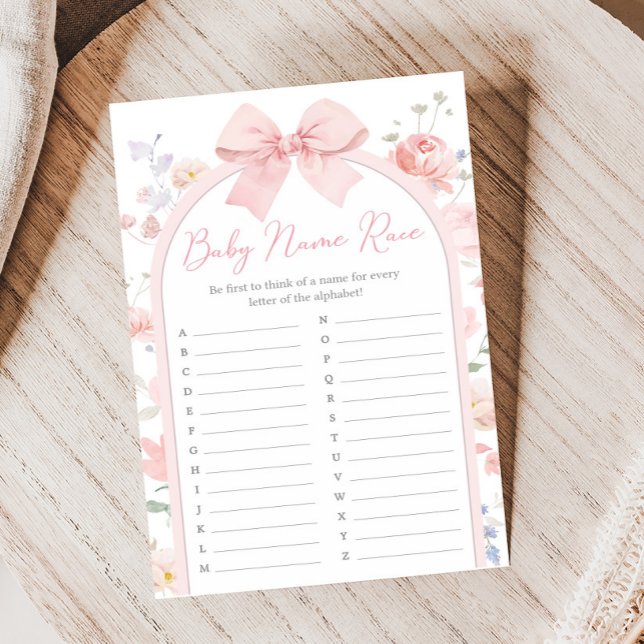 Floral Bow Baby in Bloom Shower Name Race Game (Skapare uppladdad)