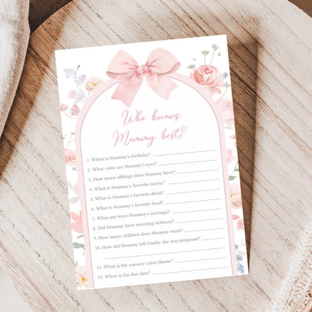 Floral Bow Baby in Bloom Shower Who Knows Mom Game (Skapare uppladdad)