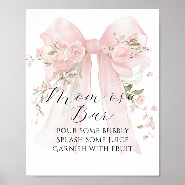 Floral Bow Elegant Flower Girl Baby Shower Bar Poster (Framsidan)