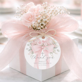  Floral Bow First Holy Communion Thank you Gåvor Etiketter
