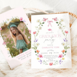 Floral Bow Graduation party Arch Photo Inbjudningar