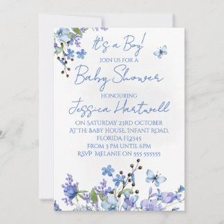 Floral Boy Baby Shower Invitation Inbjudningar