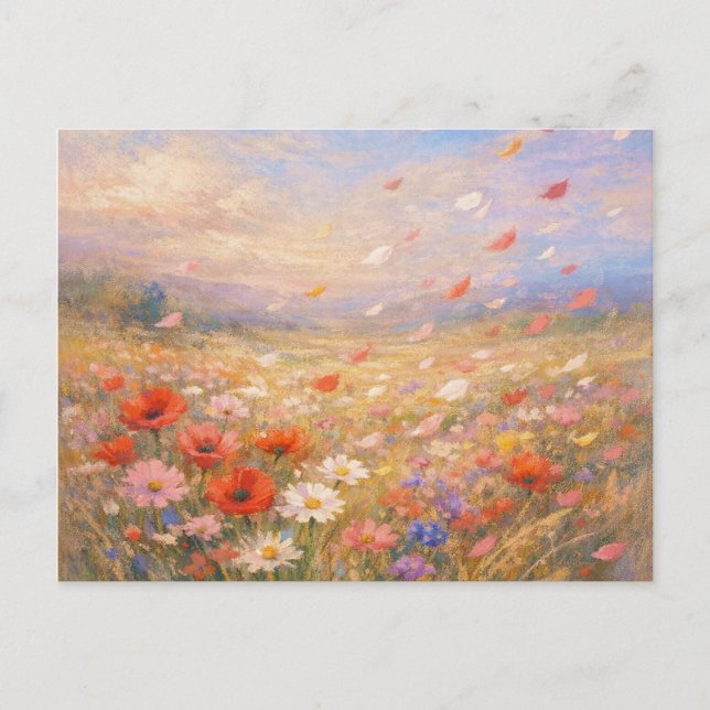 Floral Breeze - Pastel Painting Style Art Vykort (Framsida)