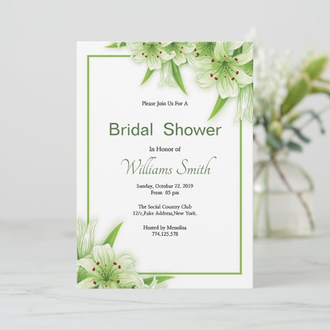 Floral Bridal Shower Invitation Card Template Inbjudningar (Stående Fram)