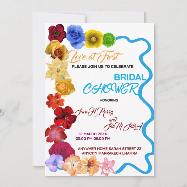 Floral Bridal Shower Invitation, Wildflower Bridal Inbjudningar (Framsida)