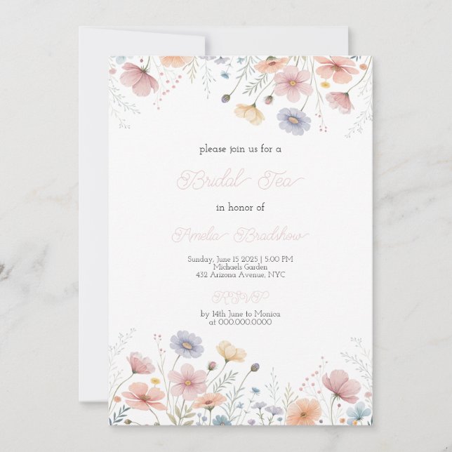 Floral Bridal Tea Invitation Spring Garden Party  Inbjudningar (Framsida)
