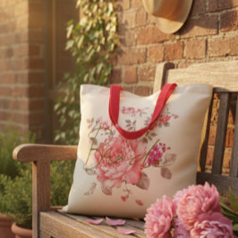 Floral Bride Bag - Elegant Pink Design Tygkasse