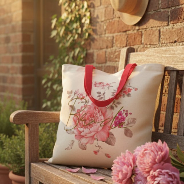 Floral Bride Bag - Elegant Pink Design Tygkasse (Skapare uppladdad)