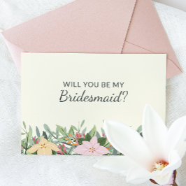 Floral Bridesmaid Proposal Wedding Card Inbjudningar