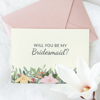 Floral Bridesmaid Proposal Wedding Card Inbjudningar