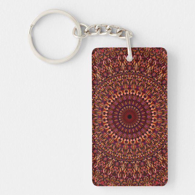Floral Brown Mandala Design-48566 Nyckelring (Framsidan)