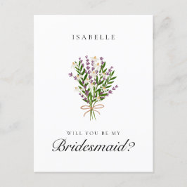 Floral Bunch Lavender Bridesmaid Proposal Postcard Vykort