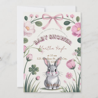 Floral Bunny Baby Shower Invitation Inbjudningar