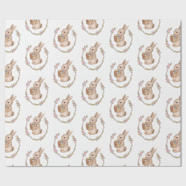 Floral Bunny Easter Birthday Party Presentpapper (Platt)