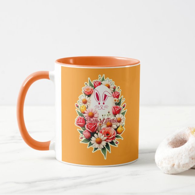 Floral Bunny – Spring Easter Illustration - caneca Mugg (Med munk)