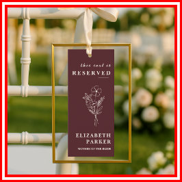 Floral Burgundy Reserved Seating Wedding Tag Inbjudningar