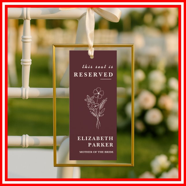 Floral Burgundy Reserved Seating Wedding Tag Inbjudningar (Skapare uppladdad)
