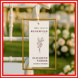 Floral Burgundy Reserved Seating Wedding Tag Inbjudningar