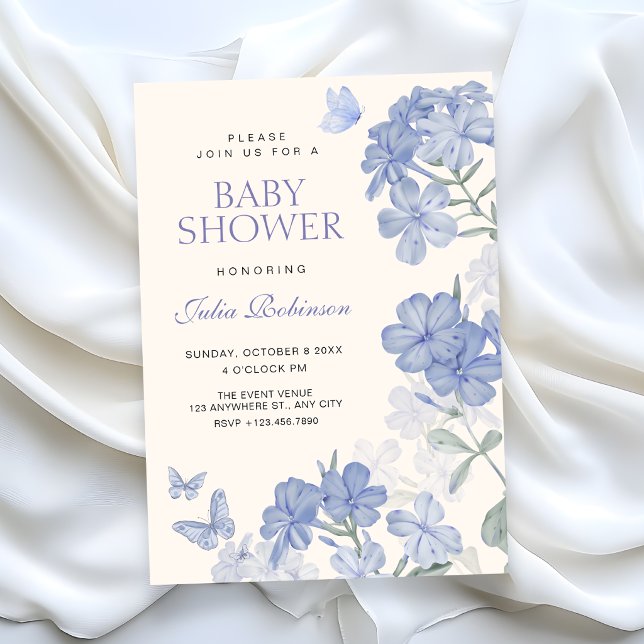 Floral butterflies baby shower inbjudningar (Skapare uppladdad)