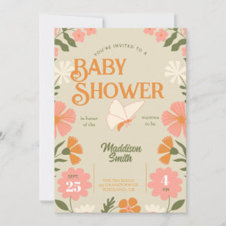 Floral Butterfly Baby Shower Invitation